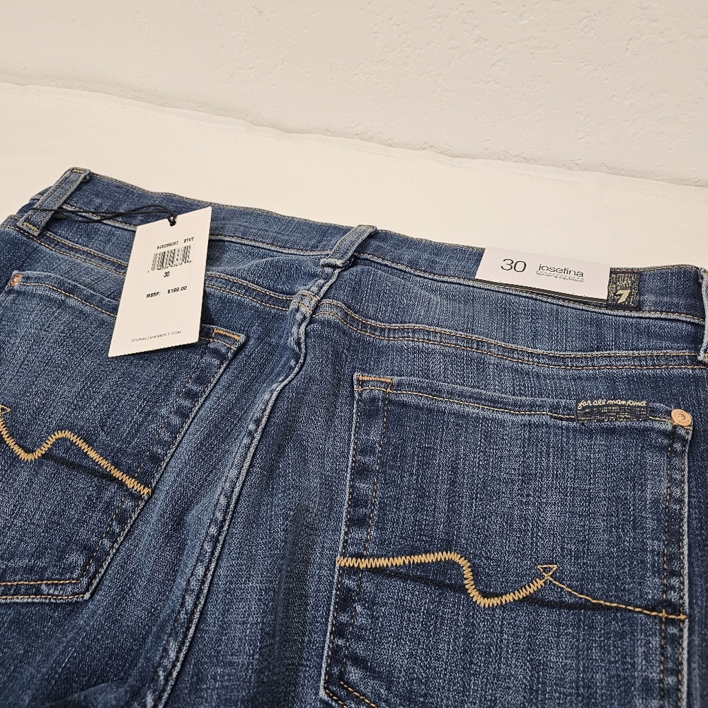 7 For All Mankind Feminine Josefina Dark Blue Straight Jeans Women's 30 - Picture 8 of 10